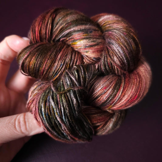 Hand dyed vegan yarn ~ Grounded, fingering / DK weight tencel OR bamboo yarn, hand painted crochet, knitting, weaving thread,