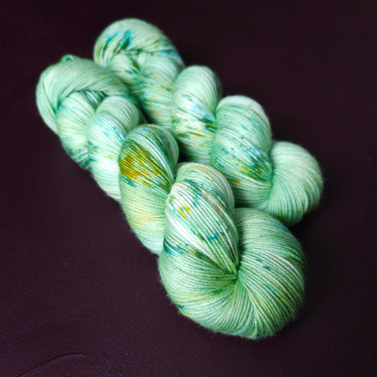 Sea Foam Dreams ~ hand dyed merino singles yarn, gifts for knitters, gold lurex sock yarn, colorful knitting supplies, merino crochet yarn