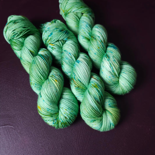 Groovy Sea Foam ~ hand dyed merino singles yarn, gifts for knitters, gold lurex sock yarn, colorful knitting supplies, merino crochet yarn