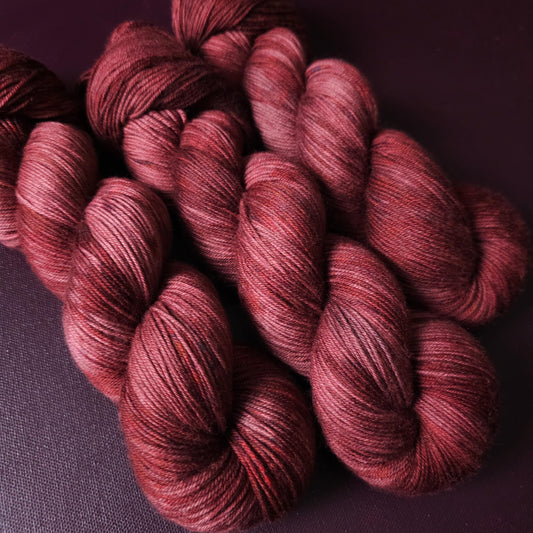 Burning Rasberry, hand dyed merino singles yarn, gifts for knitters, gold lurex sock yarn, colorful knitting supplies, merino crochet yarn