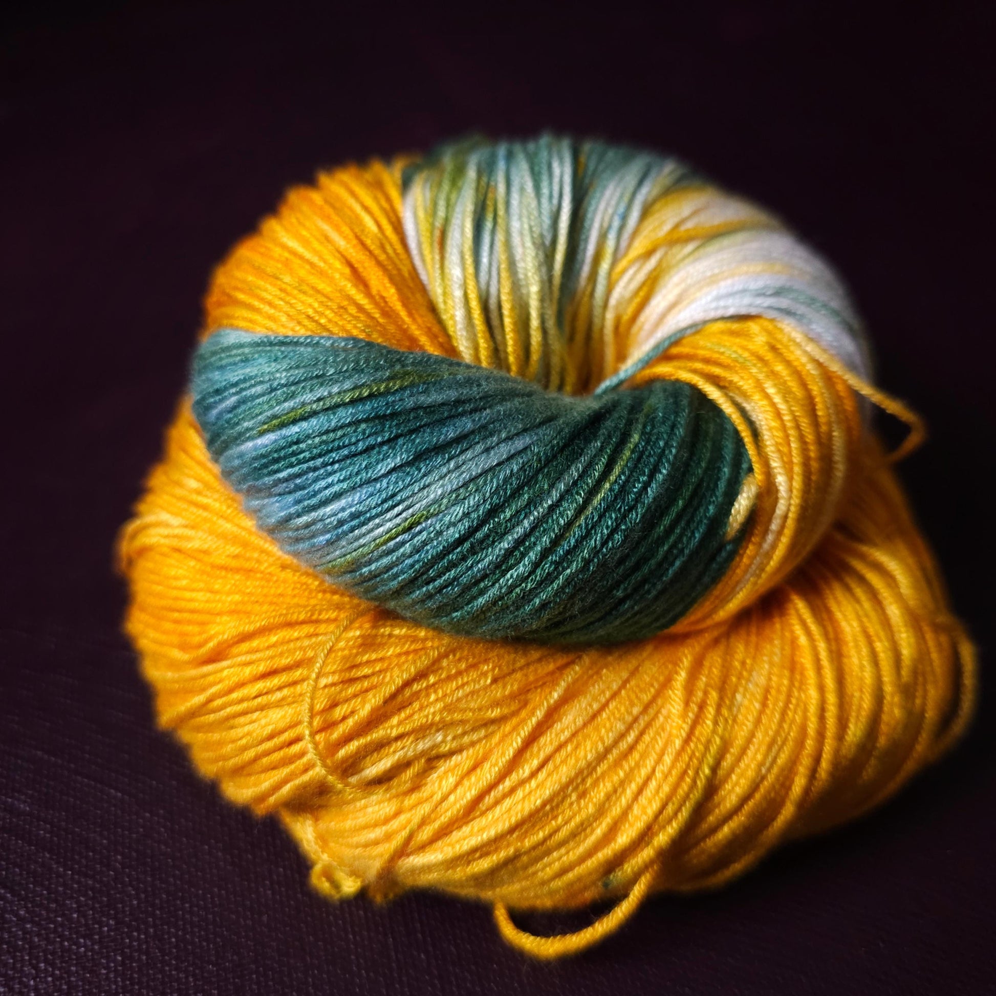 Hand dyed vegan yarn ~ Golden Sunflower ~ fingering / DK weight tencel thread, mercerized cotton weaving yarn, bamboo yarn, hand painted