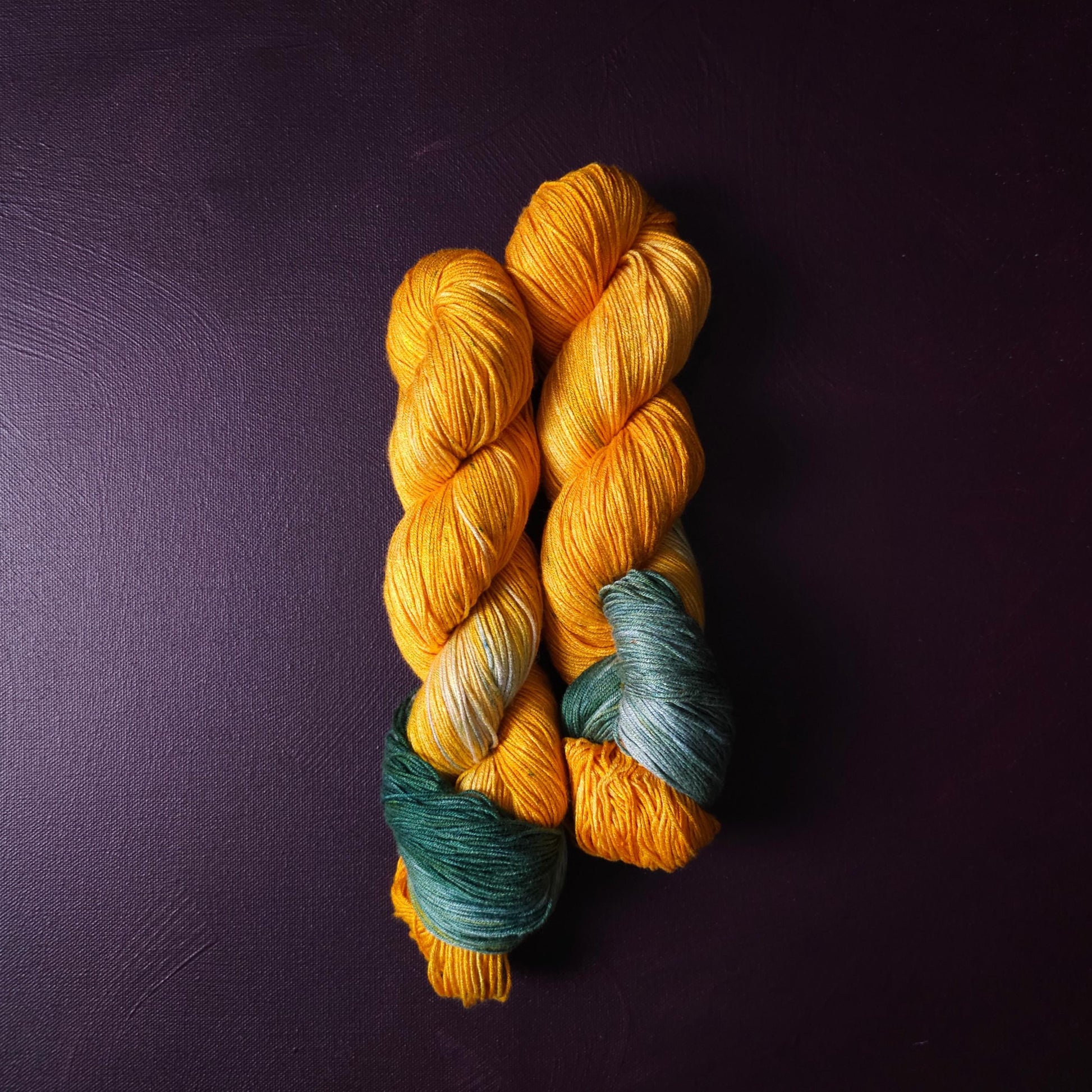 Hand dyed vegan yarn ~ Golden Sunflower ~ fingering / DK weight tencel thread, mercerized cotton weaving yarn, bamboo yarn, hand painted