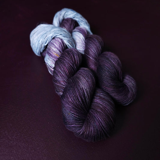 Hand dyed vegan yarn ~ Dusty Grapes ~ fingering, DK weight tencel thread, mercerized cotton weaving yarn, bamboo yarn, hand painted