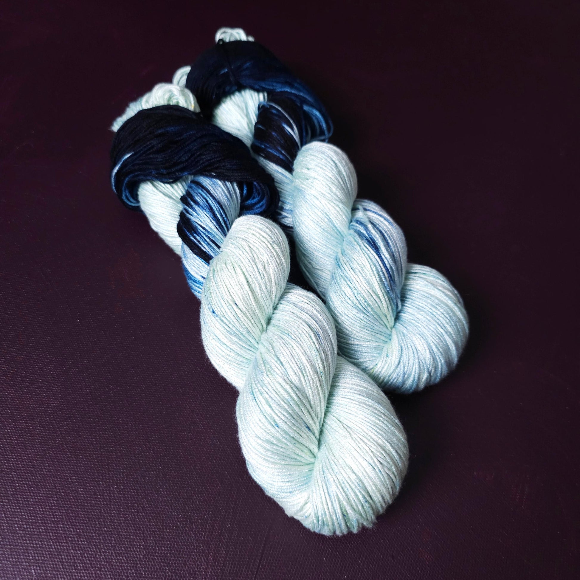 Hand dyed vegan yarn ~ Blue Star ~ fingering, DK weight tencel thread, mercerized cotton weaving yarn, bamboo yarn, assigned pooling