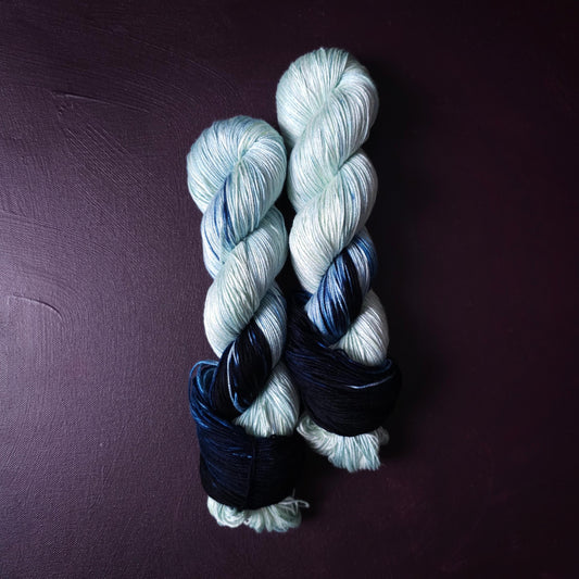 Hand dyed vegan yarn ~ Blue Star ~ fingering, DK weight tencel thread, mercerized cotton weaving yarn, bamboo yarn, assigned pooling