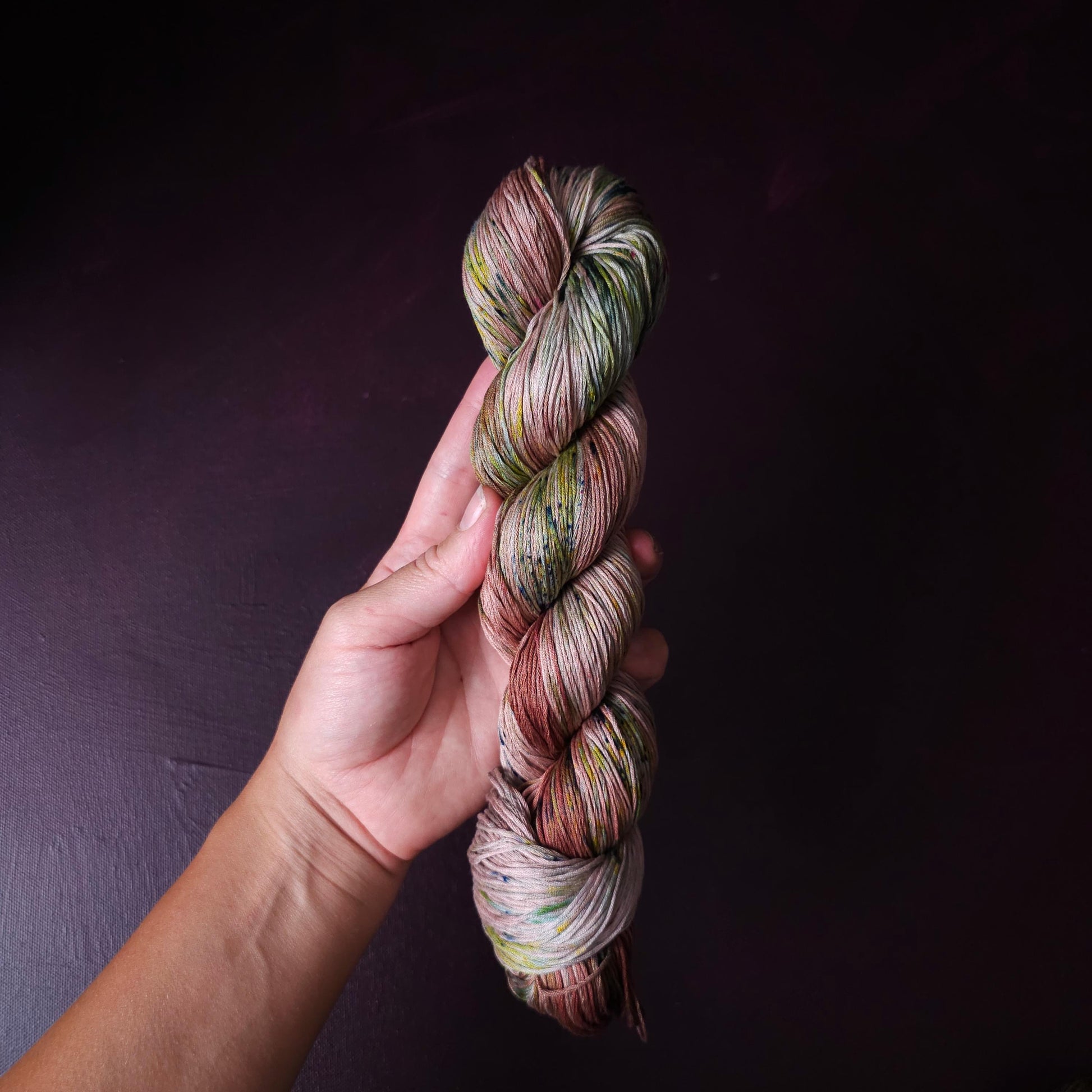 Soft Oaks, Hand dyed vegan yarn, fingering / DK weight tencel, bamboo, mercerized cotton thread, hand painted knitting or crochet