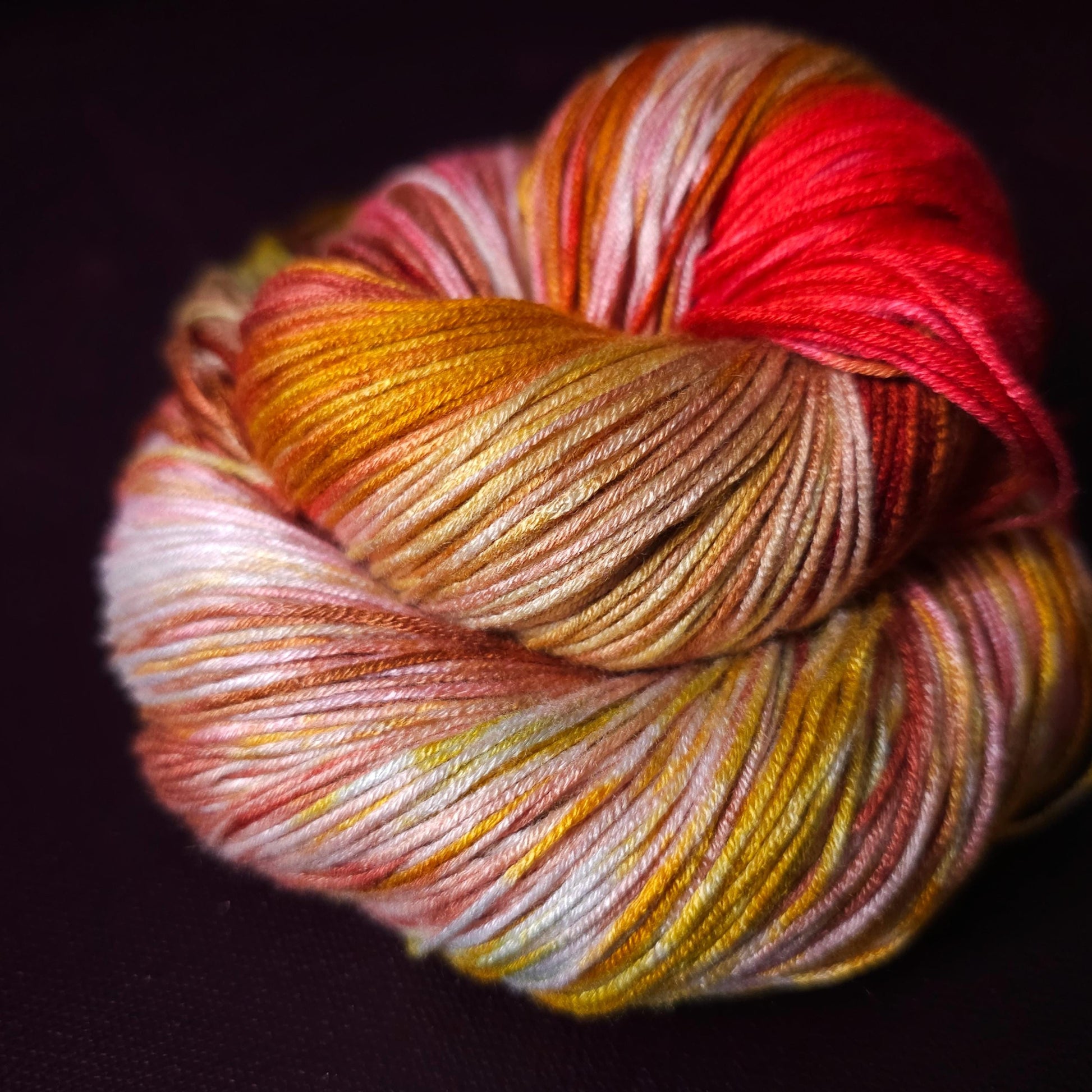 Apple Twist, Hand dyed vegan yarn, fingering / DK weight tencel, bamboo, mercerized cotton thread, hand painted knitting or crochet
