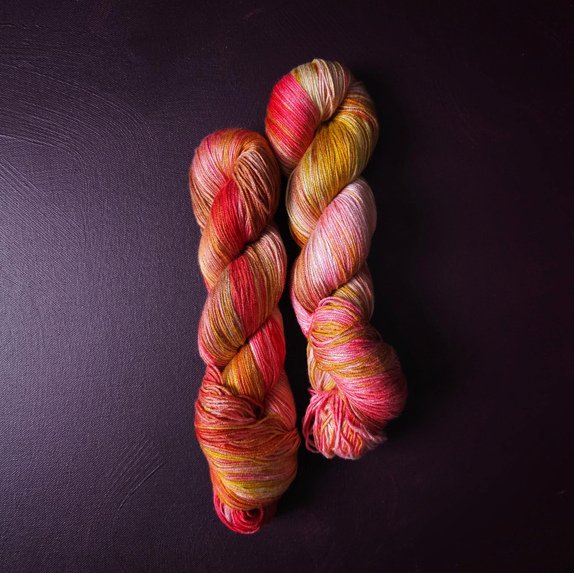 Apple Twist, Hand dyed vegan yarn, fingering / DK weight tencel, bamboo, mercerized cotton thread, hand painted knitting or crochet
