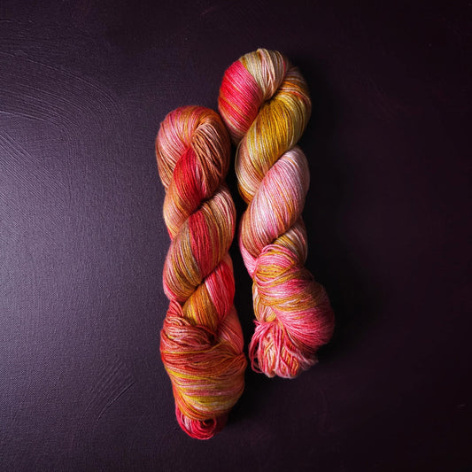 Apple Twist, Hand dyed vegan yarn, fingering / DK weight tencel, bamboo, mercerized cotton thread, hand painted knitting or crochet