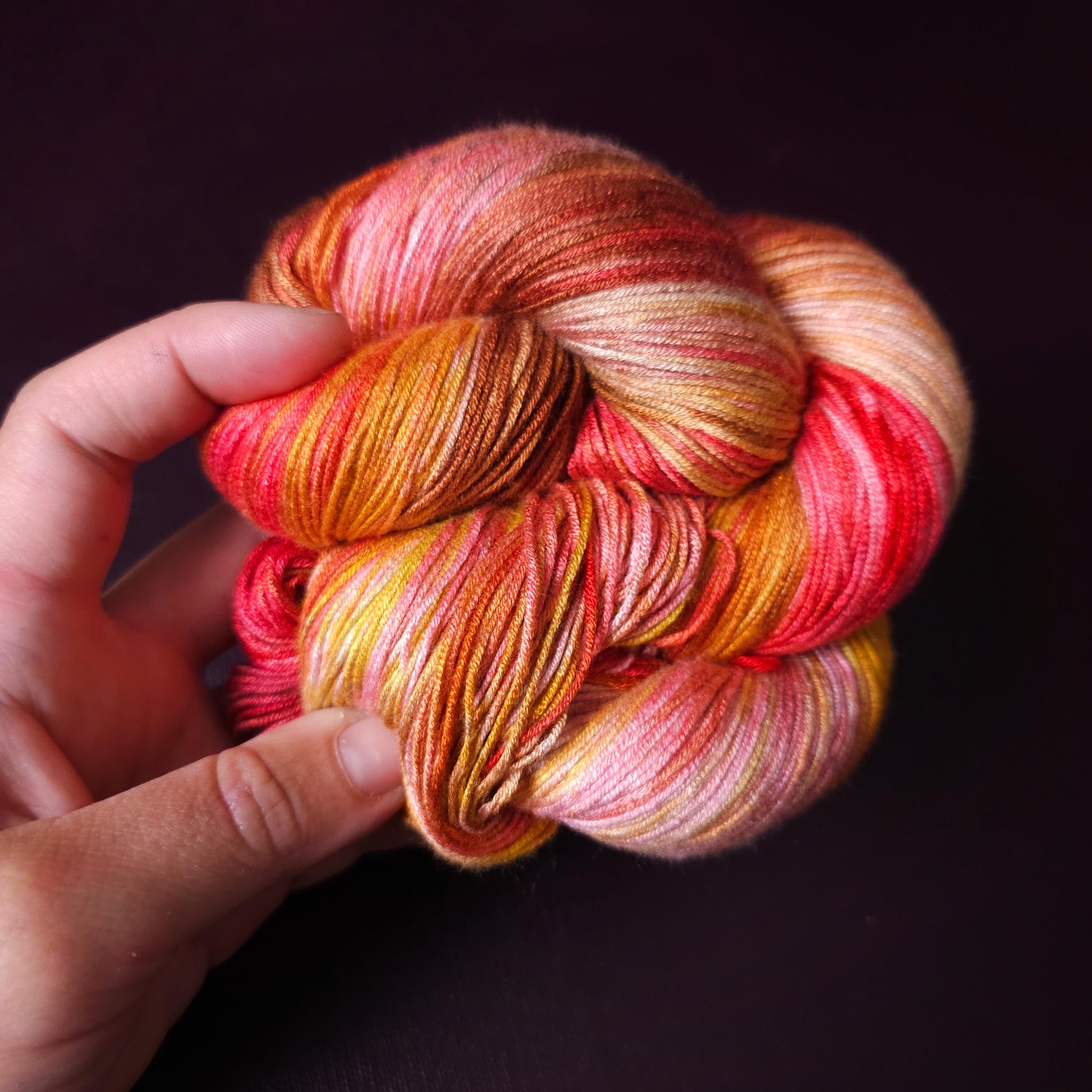 Apple Twist, Hand dyed vegan yarn, fingering / DK weight tencel, bamboo, mercerized cotton thread, hand painted knitting or crochet