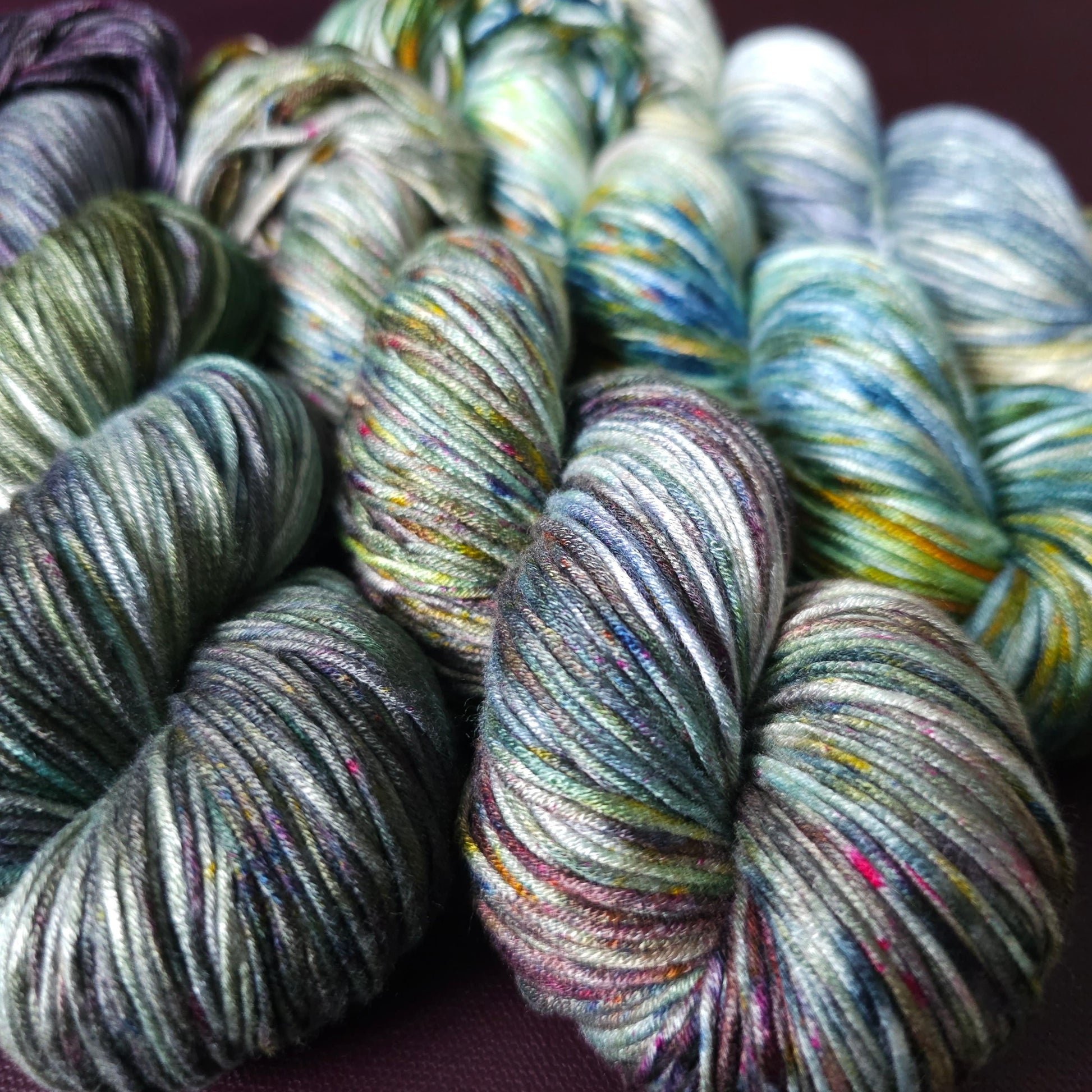 Lucky Dip nr 2, Hand Dyed Vegan Yarn Fade Set, One Of A Kind Knitting Yarn, DK Weight bamboo Yarn, Shiny Hand Painted Crochet Thread