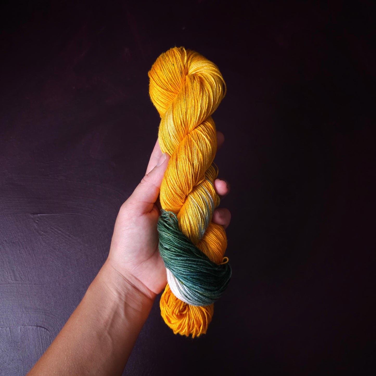 Hand dyed vegan yarn ~ Golden Sunflower ~ fingering / DK weight tencel thread, mercerized cotton weaving yarn, bamboo yarn, hand painted