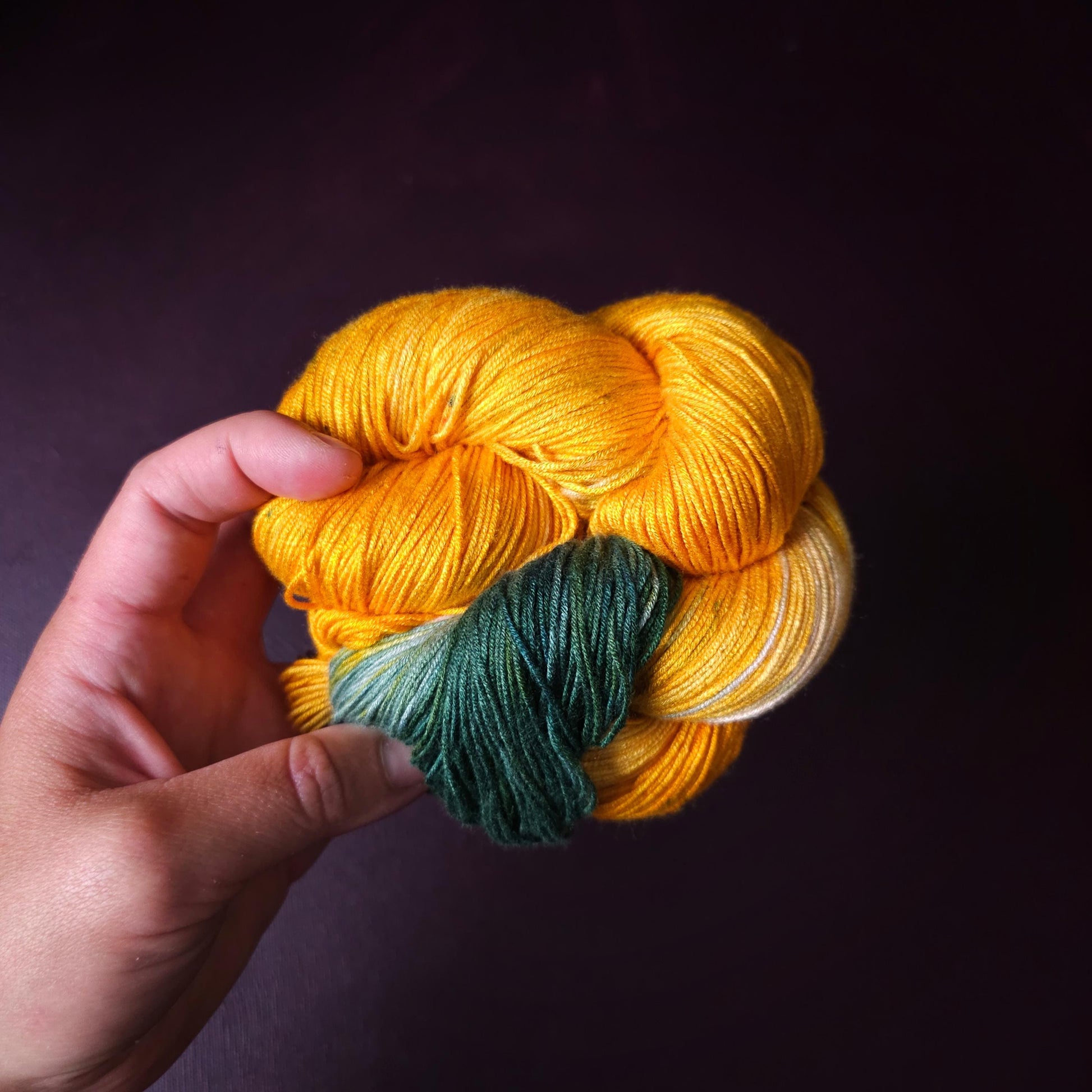 Hand dyed vegan yarn ~ Golden Sunflower ~ fingering / DK weight tencel thread, mercerized cotton weaving yarn, bamboo yarn, hand painted