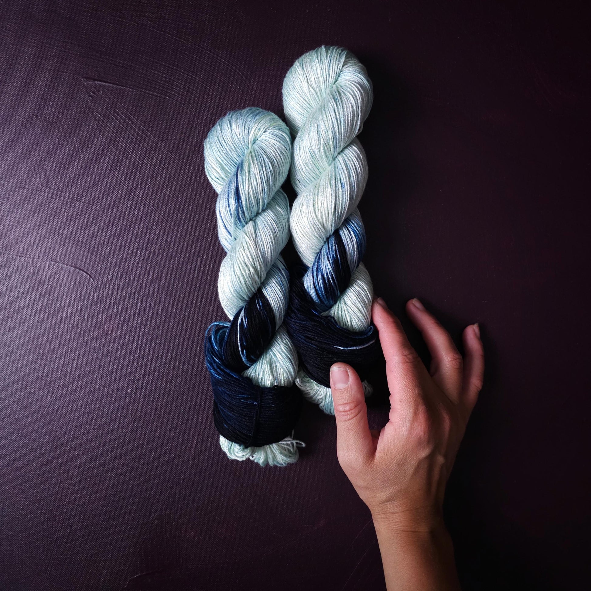 Hand dyed vegan yarn ~ Blue Star ~ fingering, DK weight tencel thread, mercerized cotton weaving yarn, bamboo yarn, assigned pooling