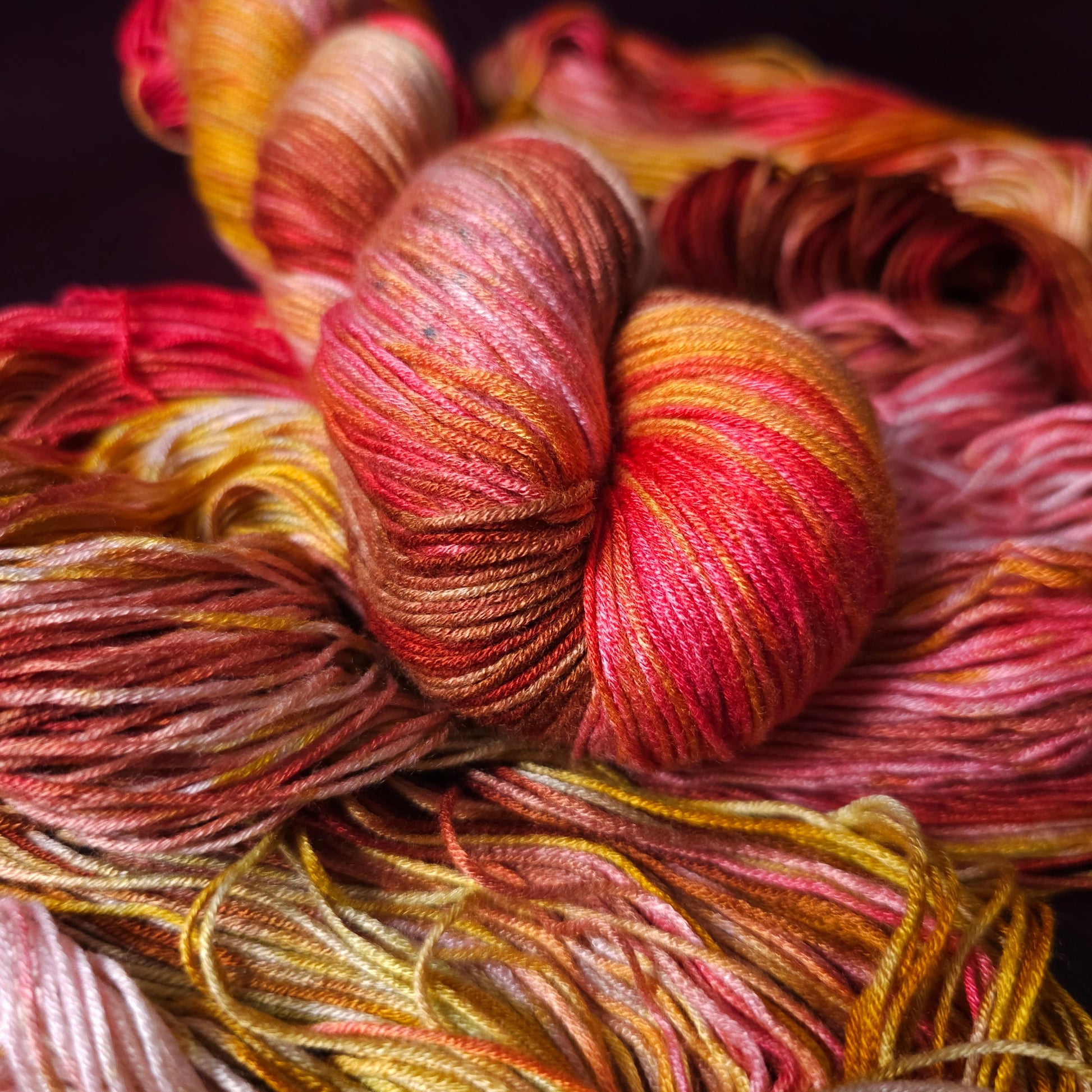 Apple Twist, Hand dyed vegan yarn, fingering / DK weight tencel, bamboo, mercerized cotton thread, hand painted knitting or crochet