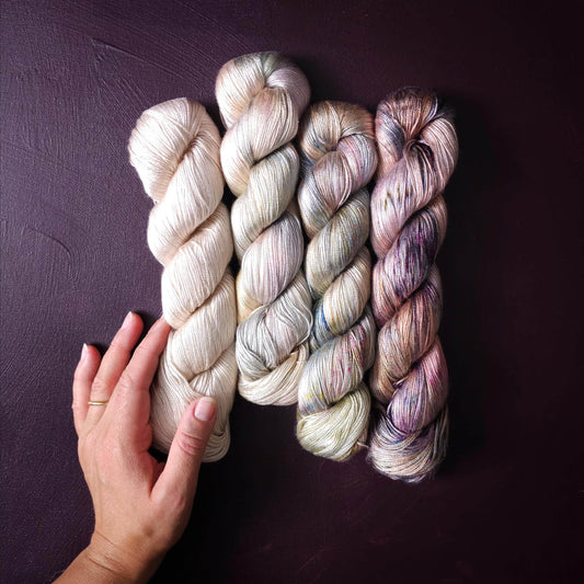 Lucky Dip Hand Dyed Vegan Yarn Fade Set, One Of A Kind Knitting Yarn, Fingering Weight Tencel Yarn, Shiny Hand Painted Crochet Thread