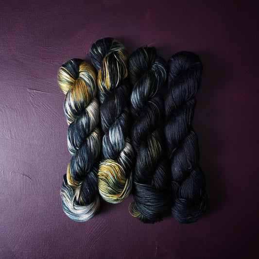 Lucky Dip, Magic Night, Hand Dyed Vegan Yarn, Fade Set, Tencel DK weight, Hand Painted Thread, knitting, crochet, weaving yarn