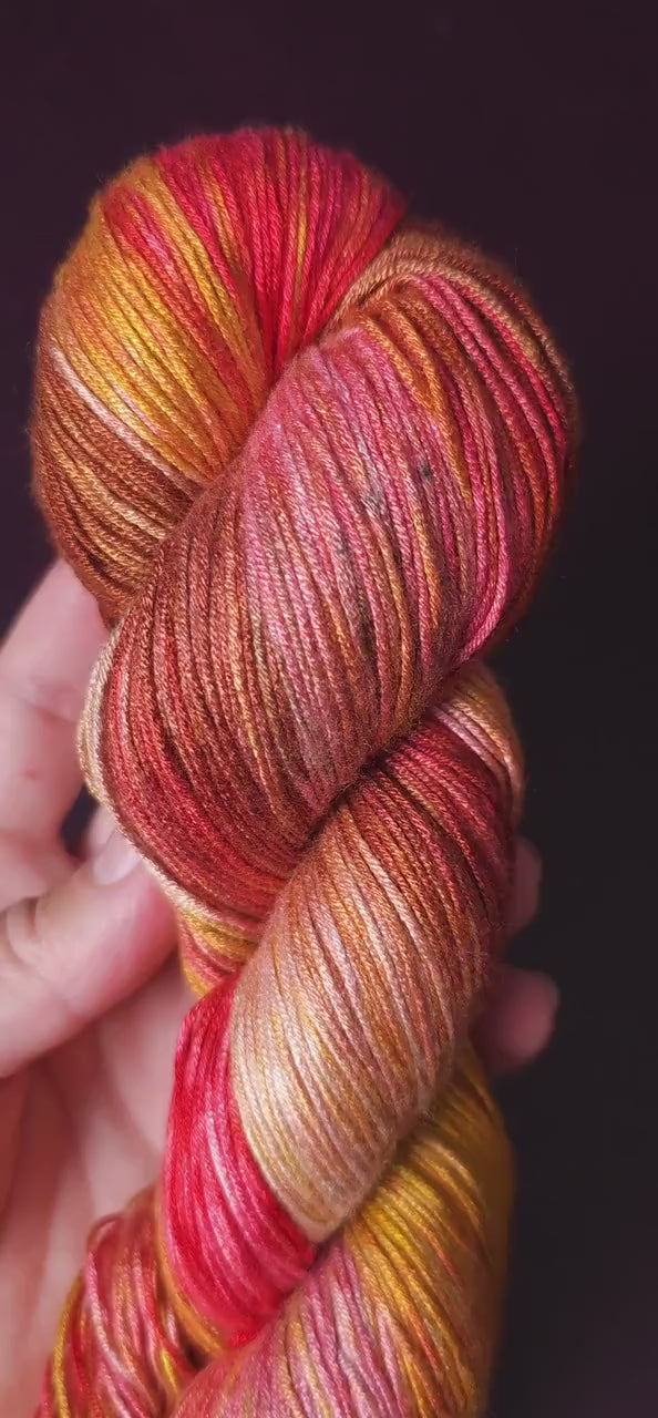 Apple Twist, Hand dyed vegan yarn, fingering / DK weight tencel, bamboo, mercerized cotton thread, hand painted knitting or crochet