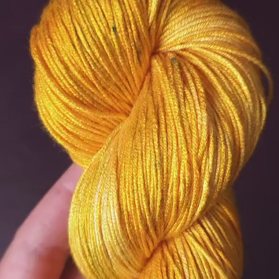 Hand dyed vegan yarn ~ Golden Sunflower ~ fingering / DK weight tencel thread, mercerized cotton weaving yarn, bamboo yarn, hand painted