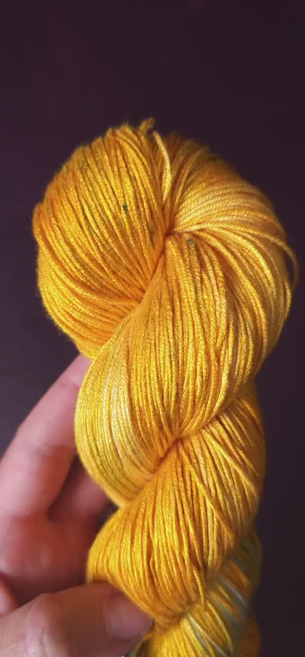 Hand dyed vegan yarn ~ Golden Sunflower ~ fingering / DK weight tencel thread, mercerized cotton weaving yarn, bamboo yarn, hand painted