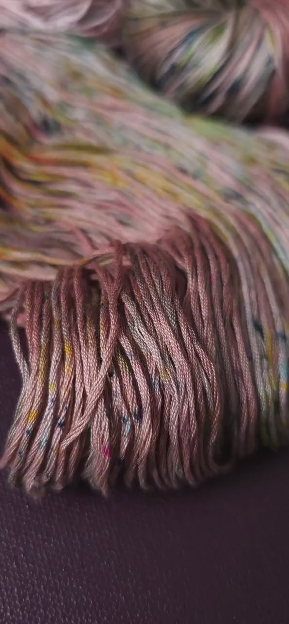 Soft Oaks, Hand dyed vegan yarn, fingering / DK weight tencel, bamboo, mercerized cotton thread, hand painted knitting or crochet