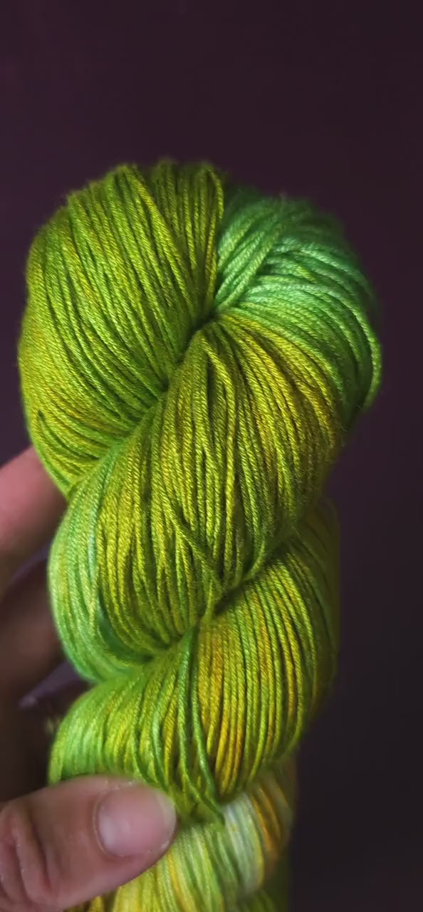 Hand dyed vegan yarn ~ Juicy Apples ~ fingering, DK weight tencel thread, mercerized cotton weaving yarn, bamboo yarn, hand painted