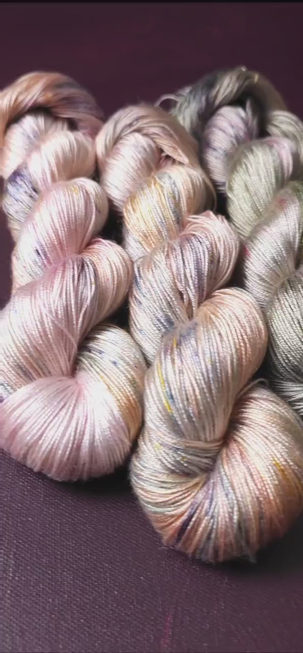 Lucky Dip Trio, Hand Dyed Vegan Yarn Set, One Of A Kind, Tencel Fingering Weight Yarn, Hand Painted Plant Based Crochet Thread