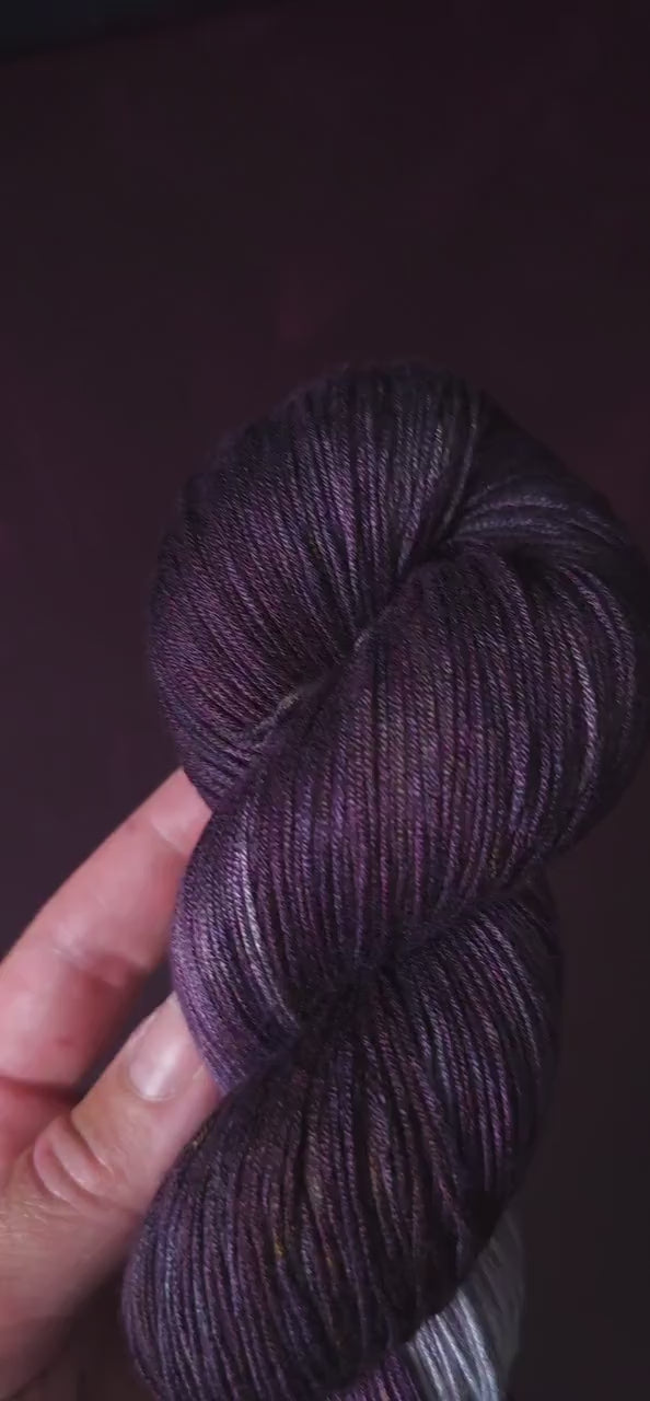 Hand dyed vegan yarn ~ Dusty Grapes ~ fingering, DK weight tencel thread, mercerized cotton weaving yarn, bamboo yarn, hand painted