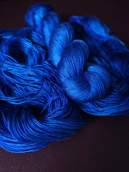 Your Highness, Hand dyed vegan yarn, blue yarn, fingering / DK weight knitting yarn, tencel / bamboo / cotton crochet thread