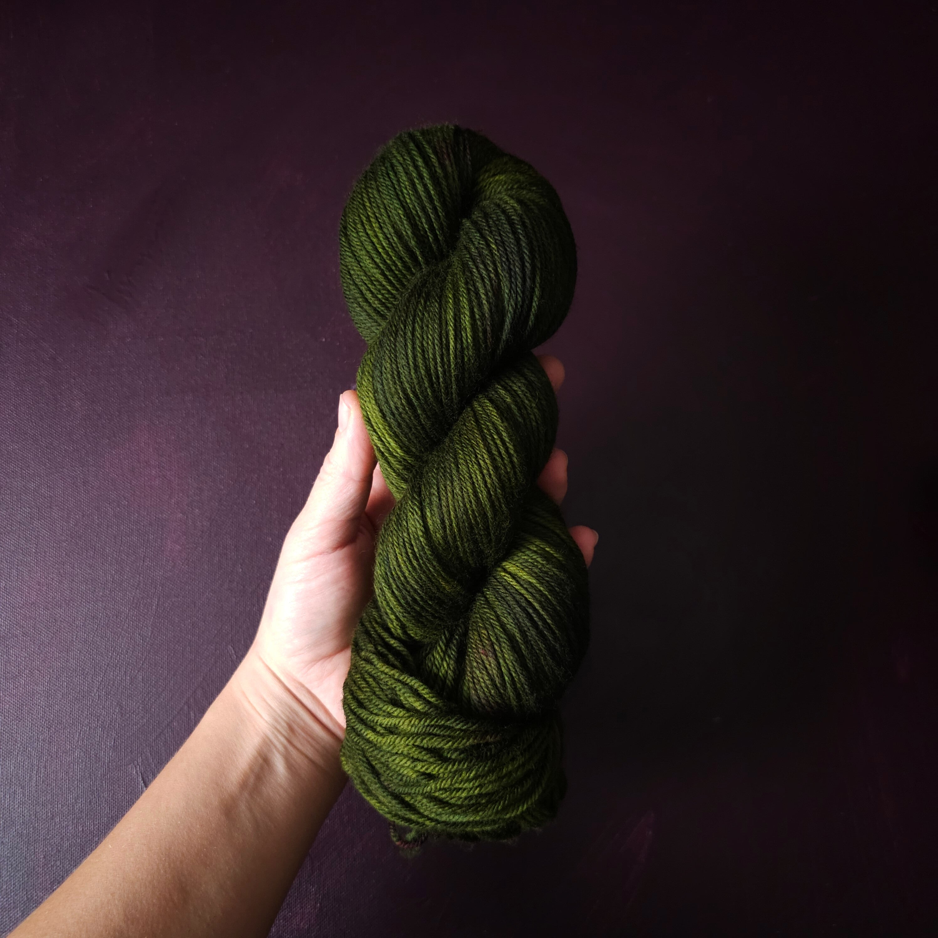 Fresh Moss, hand dyed merino singles yarn, gifts for knitters