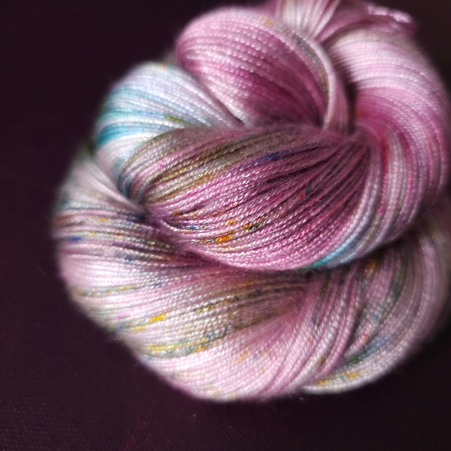 Unicorn Pond, Hand dyed vegan yarn, variegated yarn, fingering / DK weight knitting yarn, tencel / bamboo / cotton crochet thread