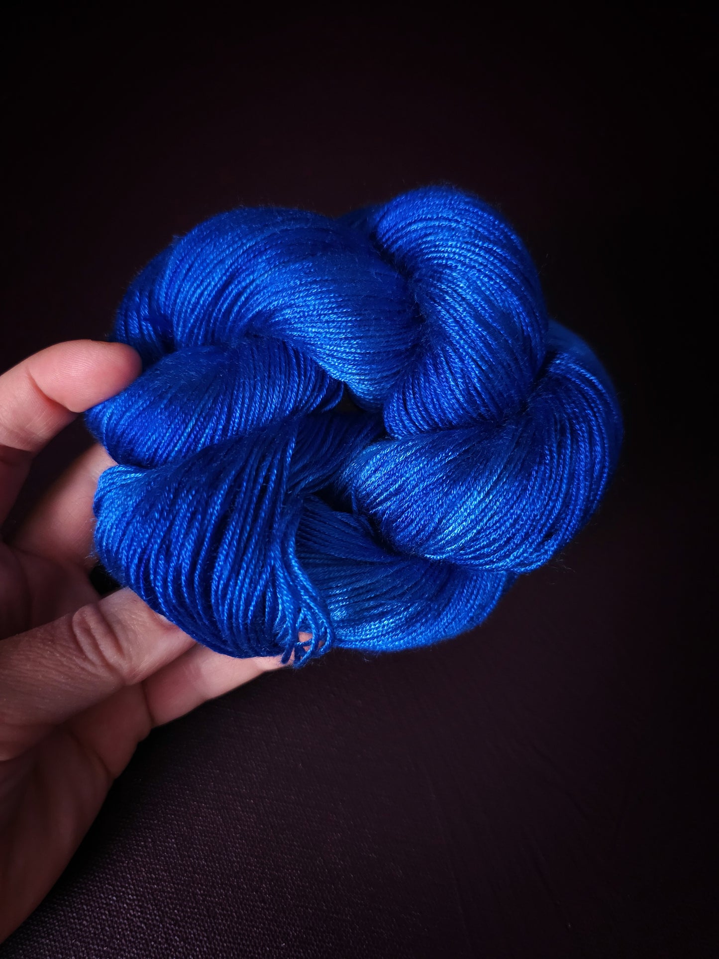Your Highness, Hand dyed vegan yarn, blue yarn, fingering / DK weight knitting yarn, tencel / bamboo / cotton crochet thread
