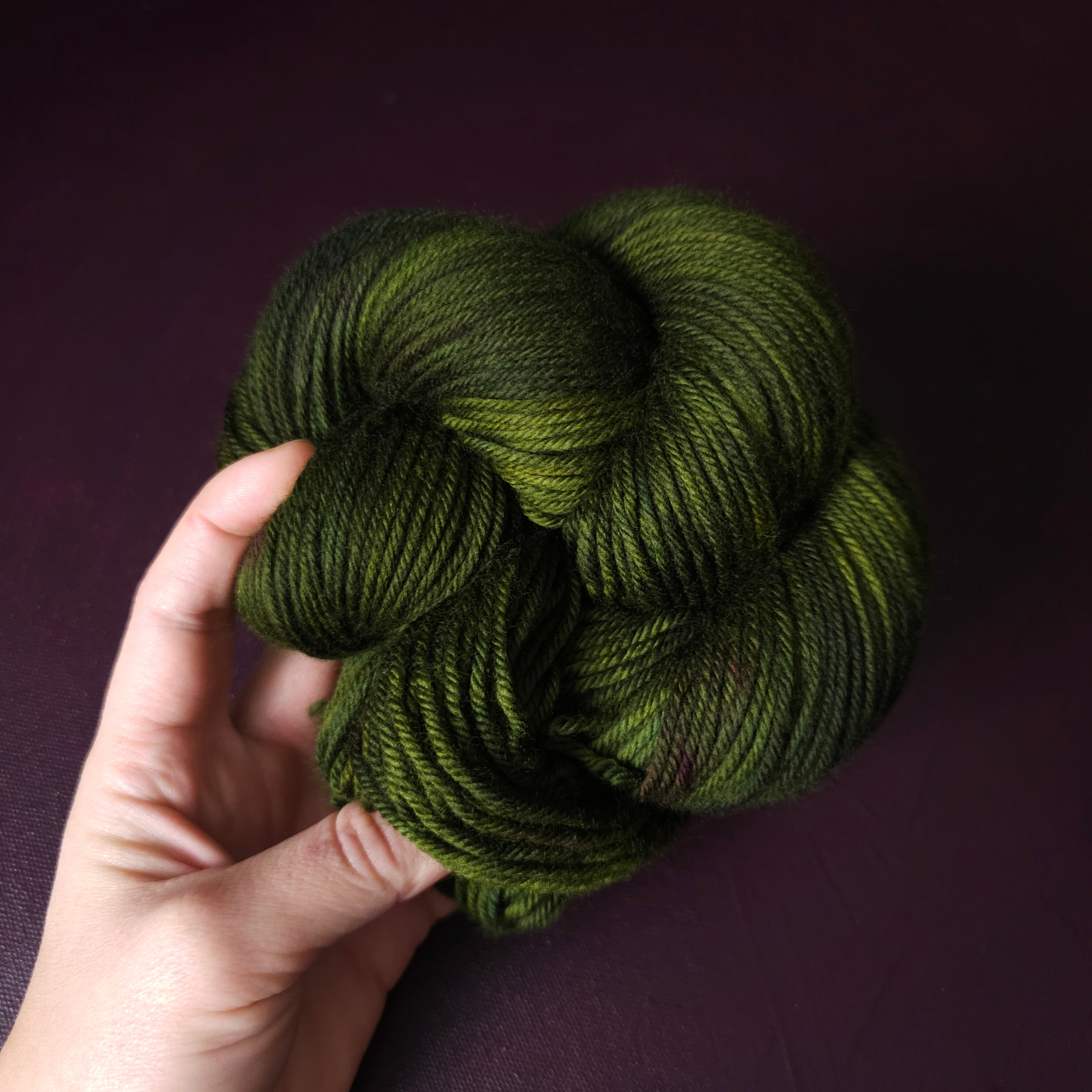 Fresh Moss, hand dyed merino singles yarn, gifts for knitters