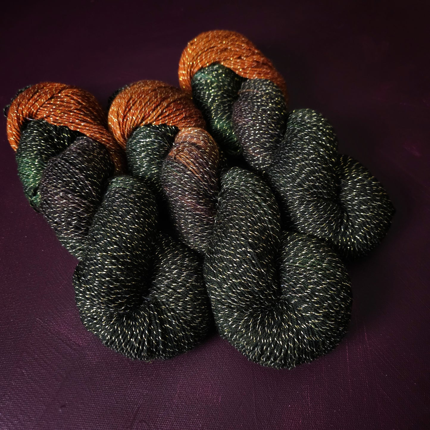 Rusty Dark Oak, hand dyed gradient yarn, gifts for knitters, sea blue sock yarn, colorful knitting supplies, gold crochet yarn