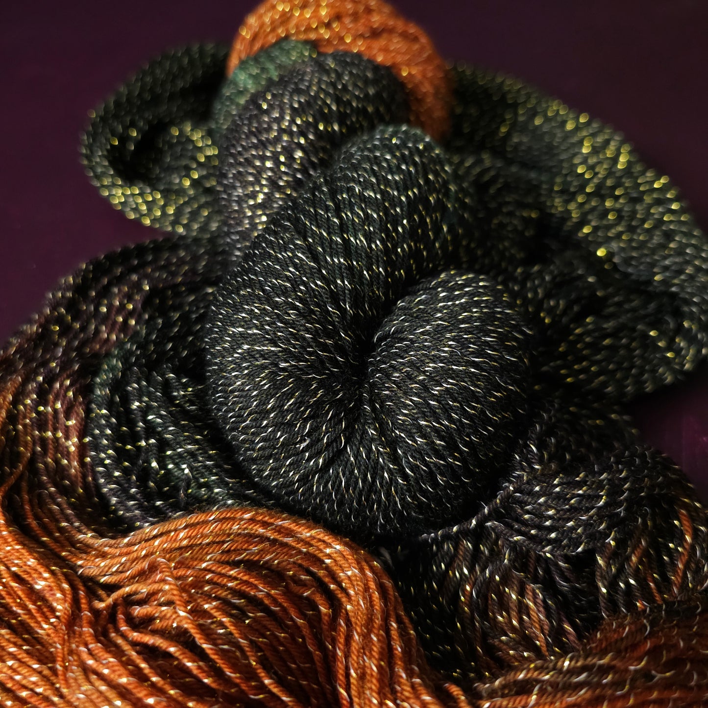 Rusty Dark Oak, hand dyed gradient yarn, gifts for knitters, sea blue sock yarn, colorful knitting supplies, gold crochet yarn