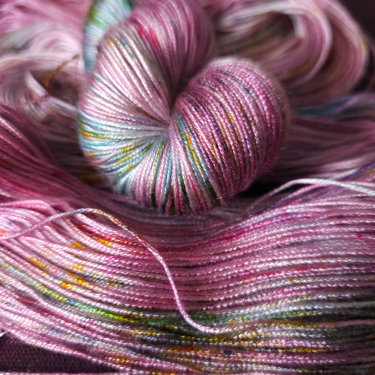 Unicorn Pond, Hand dyed vegan yarn, variegated yarn, fingering / DK weight knitting yarn, tencel / bamboo / cotton crochet thread
