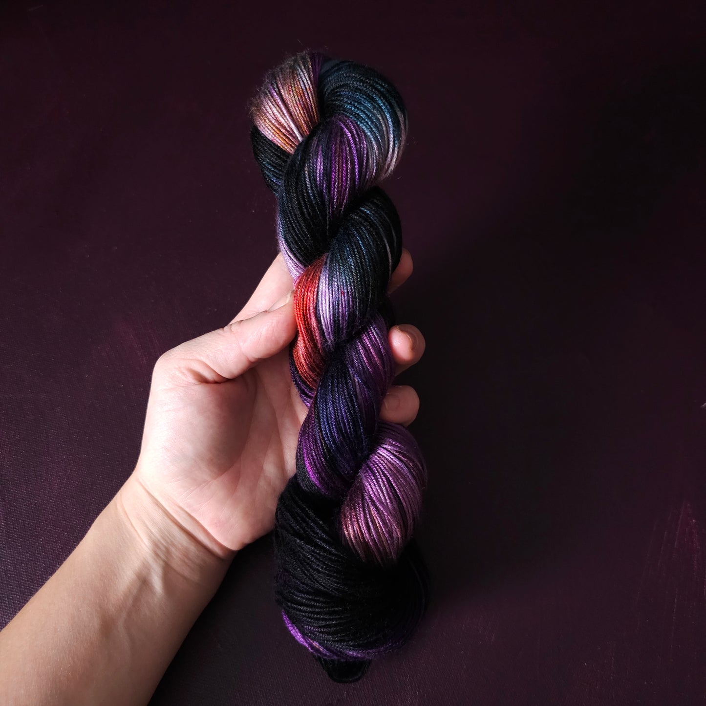 Andromeda, Hand dyed vegan yarn, variegated yarn, fingering / DK weight knitting yarn, tencel / bamboo / cotton crochet thread