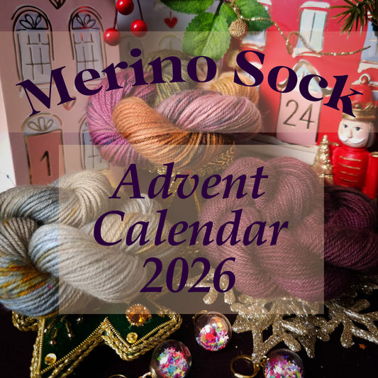 Merino Sock Yarn Advent Calendar 2026 PRE-ORDER, soft merino yarn, yarn advent, fingering weight, hand dyed yarn