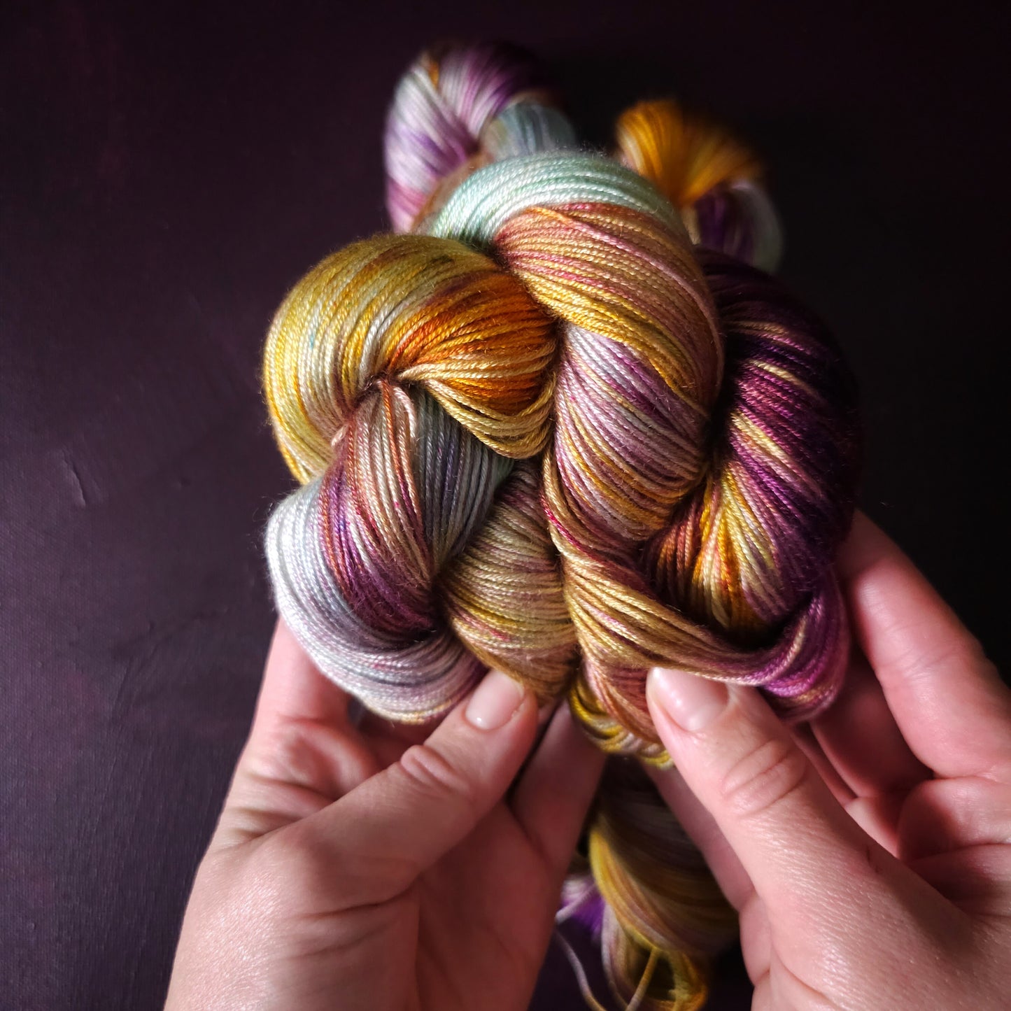 Kindred Spirit, Hand dyed vegan yarn, variegated yarn, fingering / DK weight knitting yarn, tencel / bamboo / cotton crochet thread