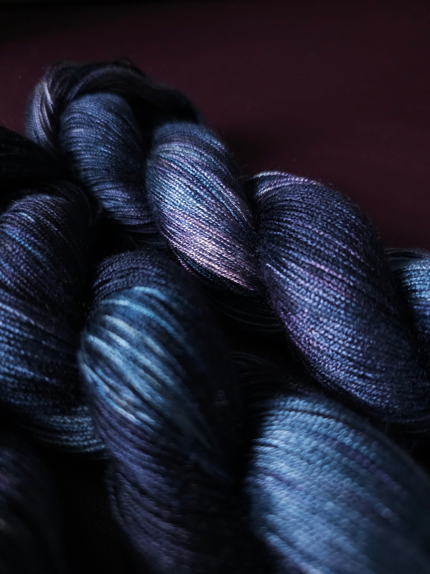 Hand dyed vegan yarn - Midnight Iris - Dyed to order ~ fingering / DK weight tencel OR bamboo yarn, hand painted