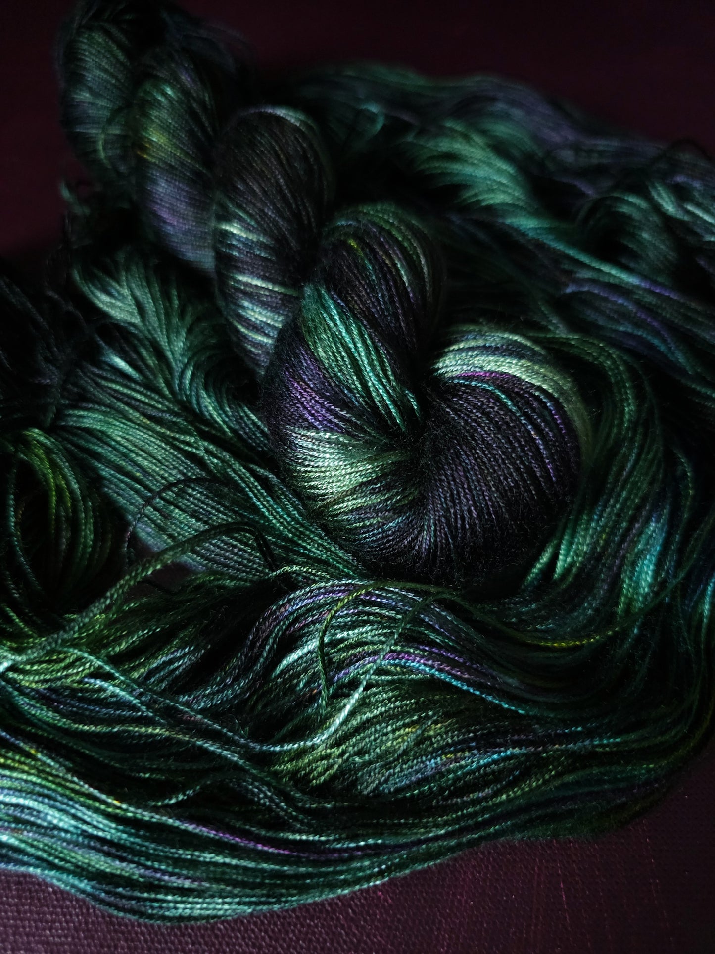 Hand dyed vegan yarn ~ Lost Forest ***Dyed to order ~ fingering / DK weight tencel OR bamboo yarn, hand painted