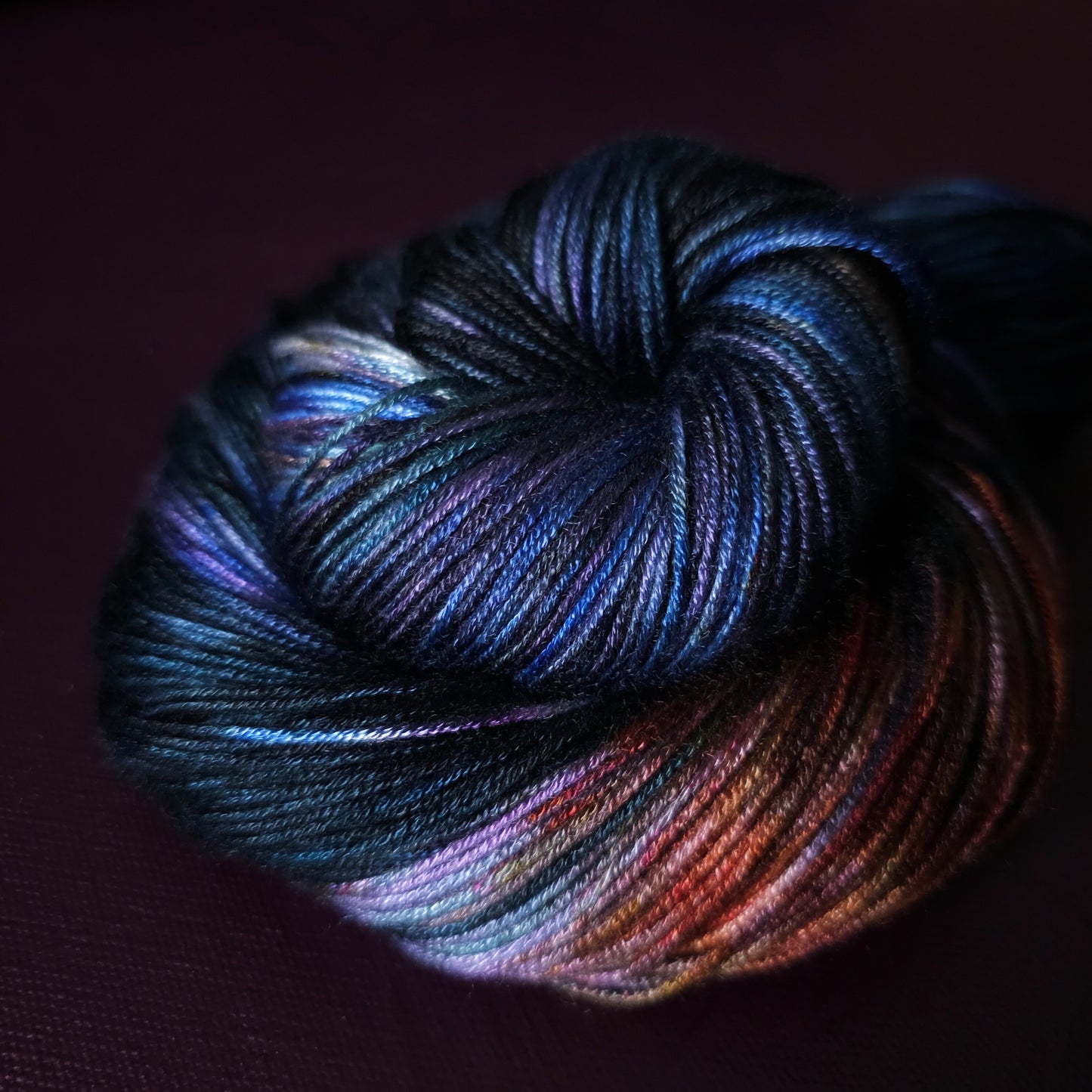 Midnight Memories, Hand dyed vegan yarn, variegated yarn, fingering or DK weight knitting yarn, tencel / bamboo / cotton crochet thread
