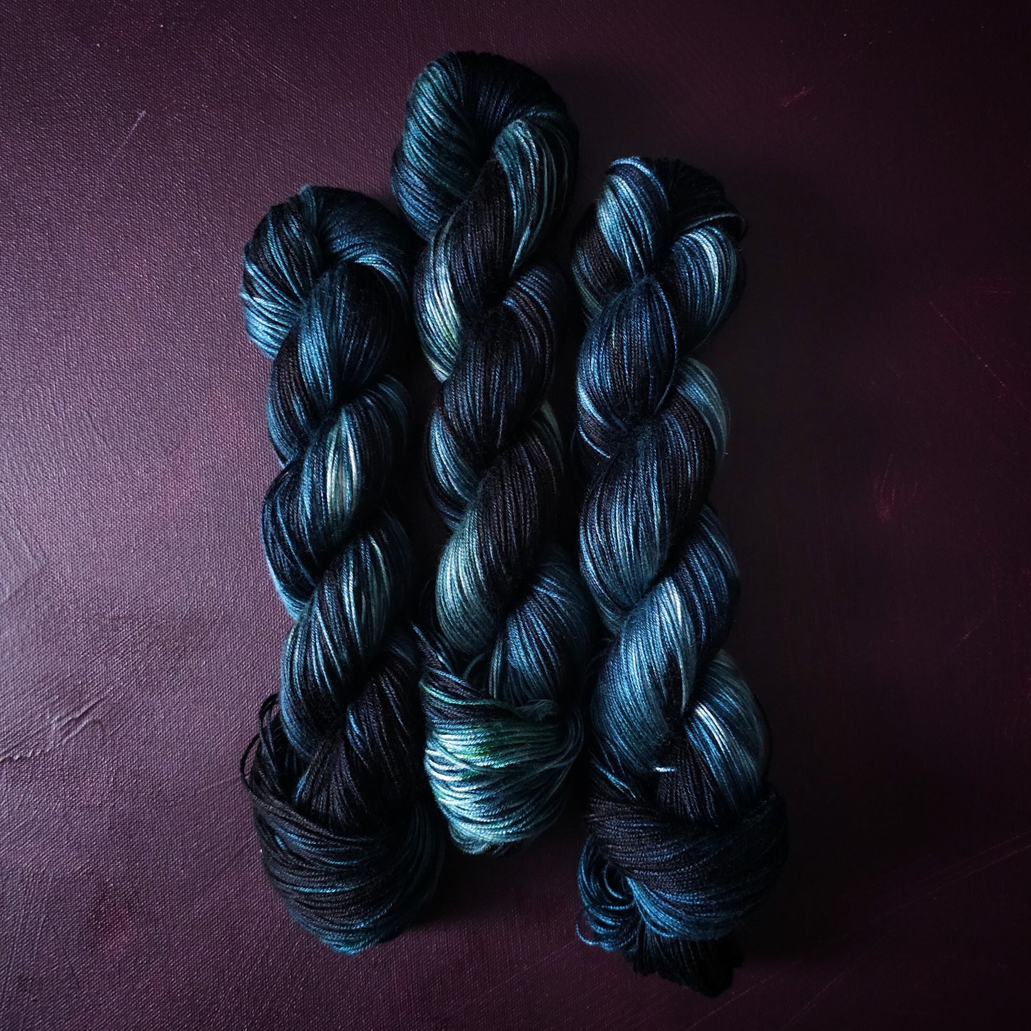 Atolla, Hand dyed vegan yarn, variegated yarn, fingering / DK weight knitting yarn, tencel / bamboo / cotton crochet thread