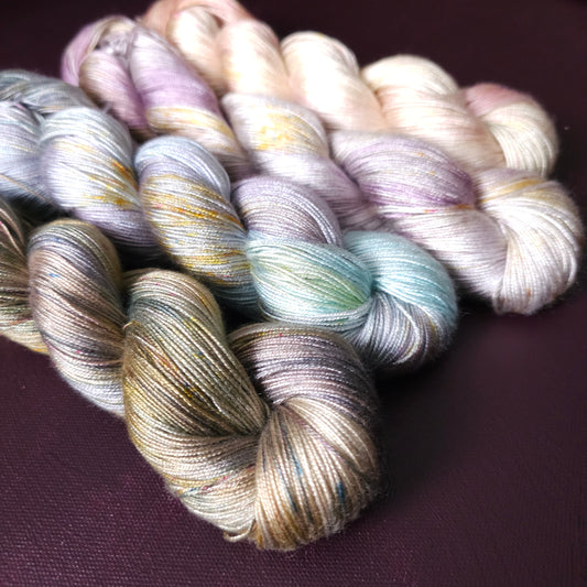 Lucky Dip Hand Dyed Vegan Yarn Fade Set, One Of A Kind Knitting Yarn, Fingering Weight Tencel Yarn,