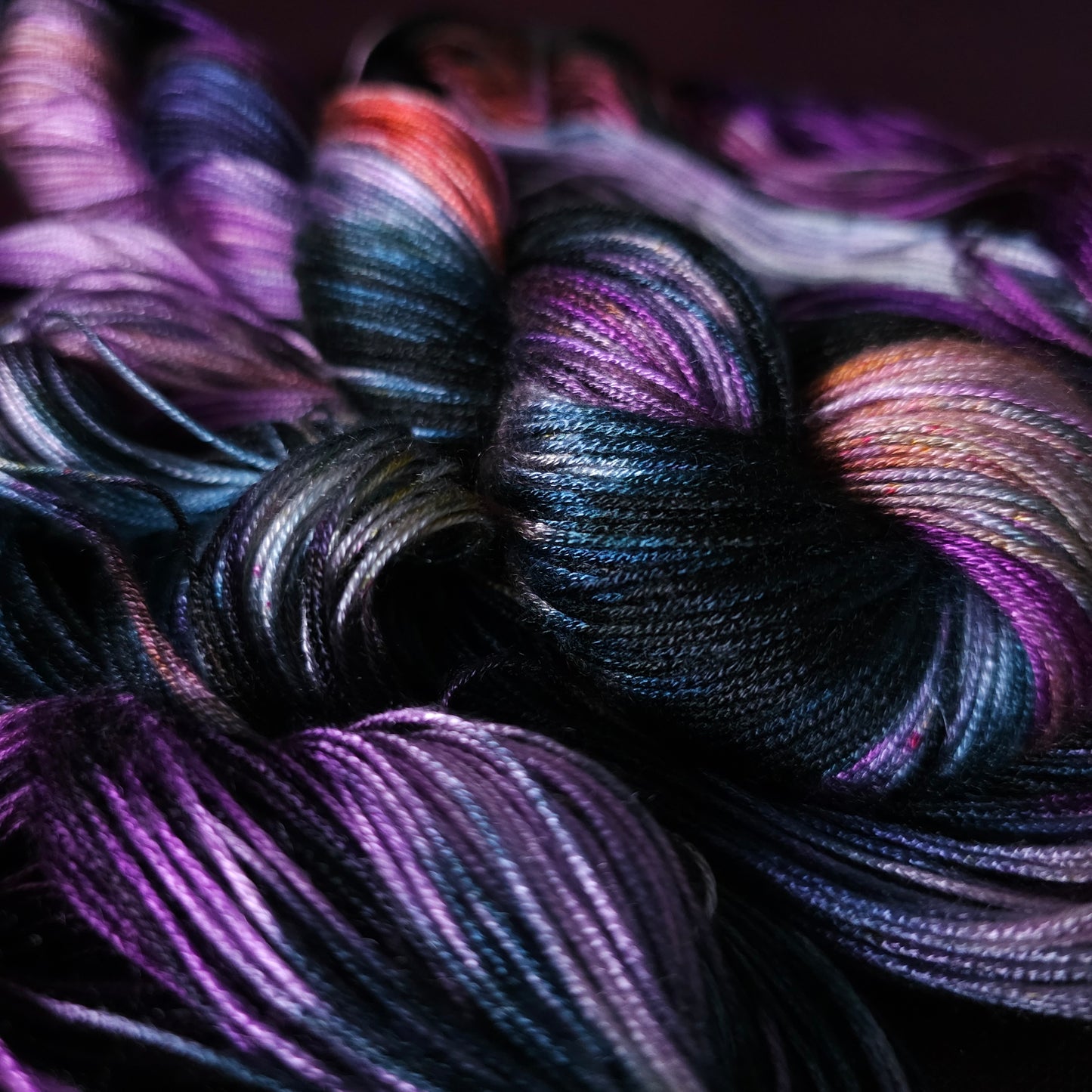 Andromeda, Hand dyed vegan yarn, variegated yarn, fingering / DK weight knitting yarn, tencel / bamboo / cotton crochet thread