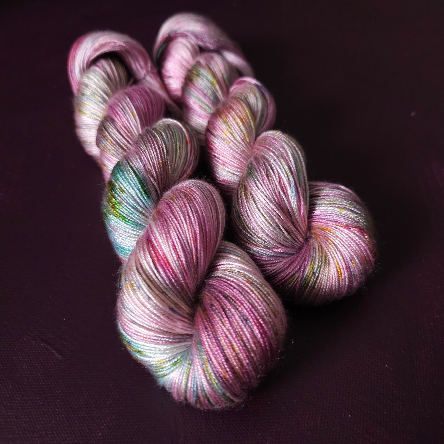 Unicorn Pond, Hand dyed vegan yarn, variegated yarn, fingering / DK weight knitting yarn, tencel / bamboo / cotton crochet thread