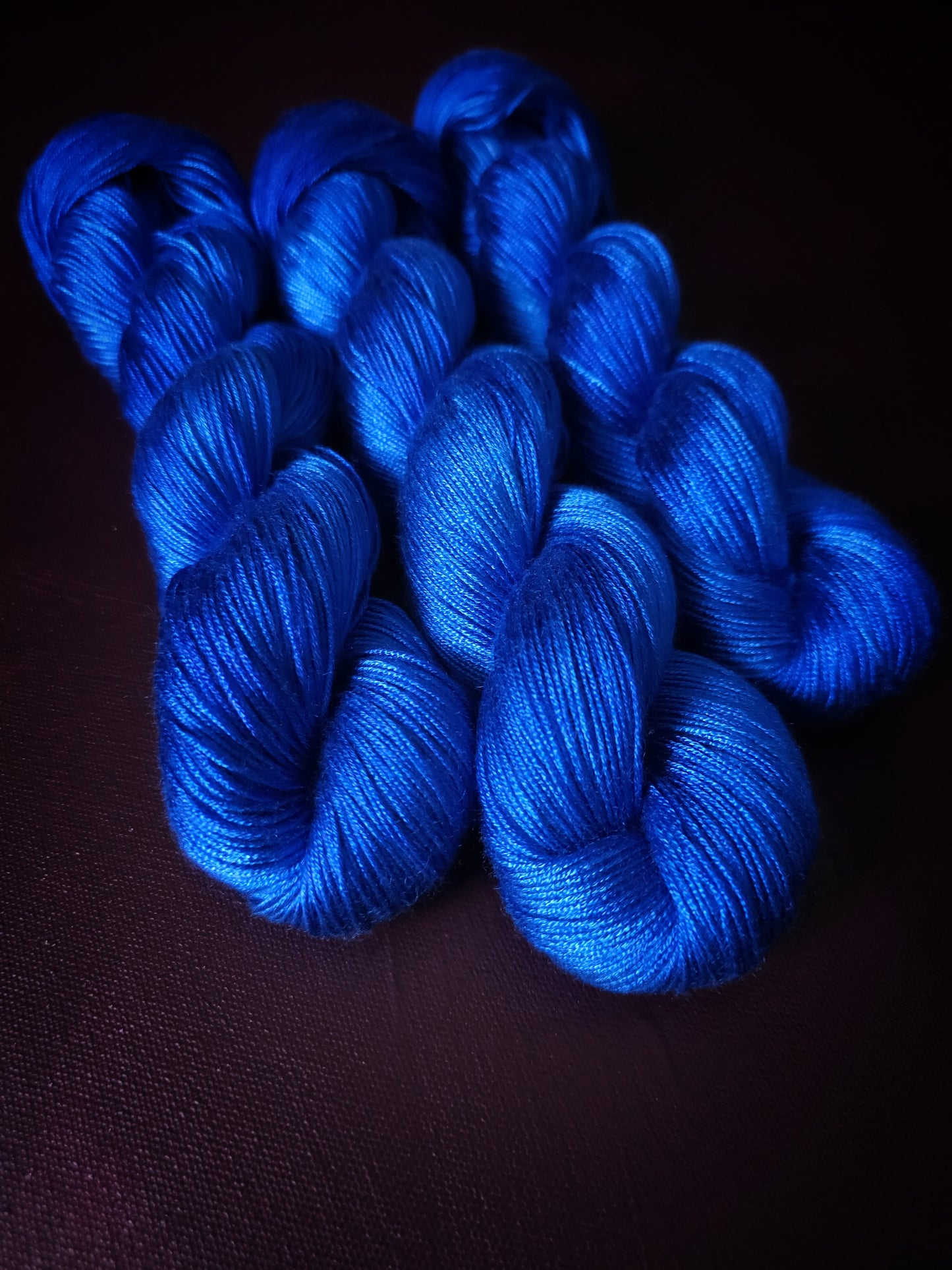 Your Highness, Hand dyed vegan yarn, blue yarn, fingering / DK weight knitting yarn, tencel / bamboo / cotton crochet thread