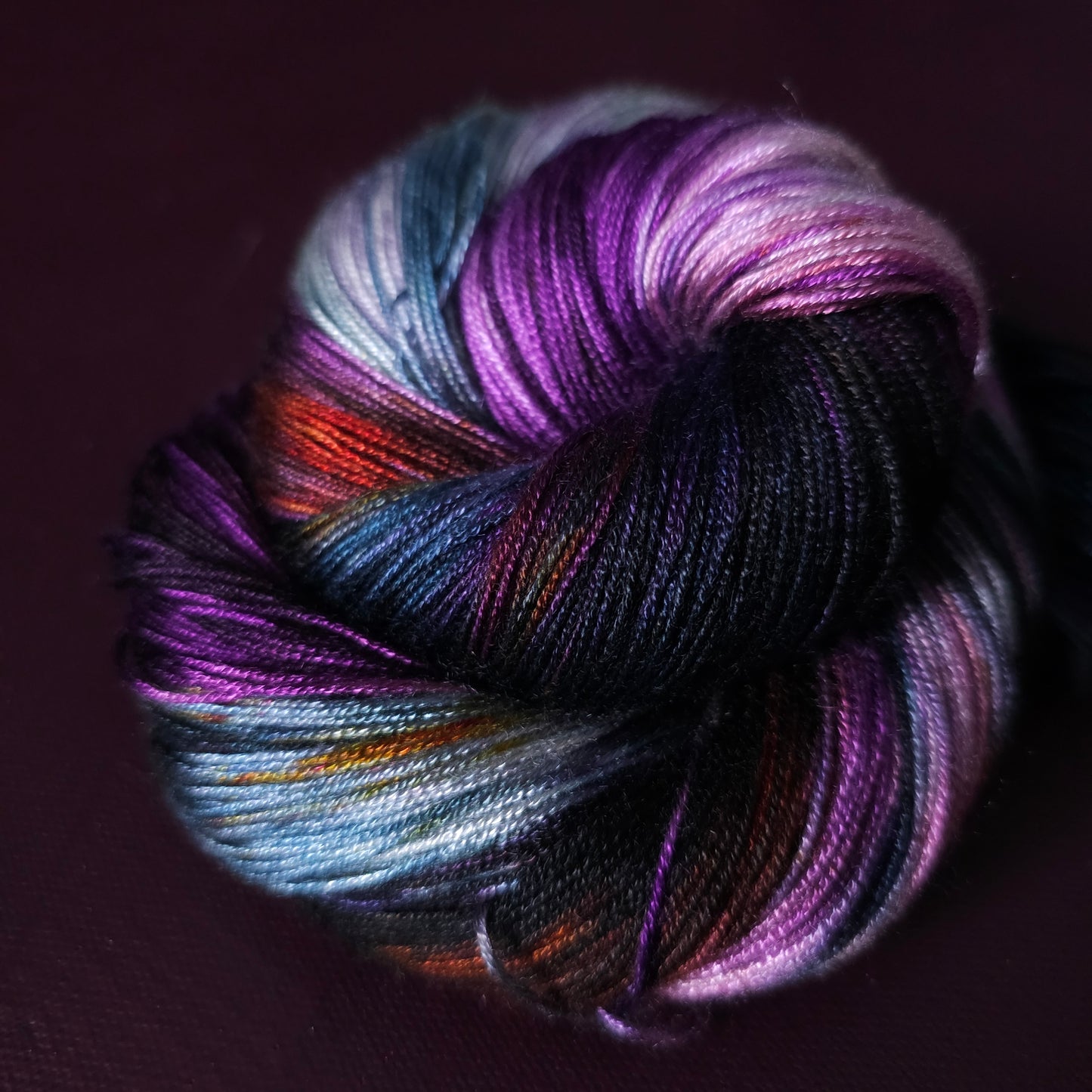 Andromeda, Hand dyed vegan yarn, variegated yarn, fingering / DK weight knitting yarn, tencel / bamboo / cotton crochet thread