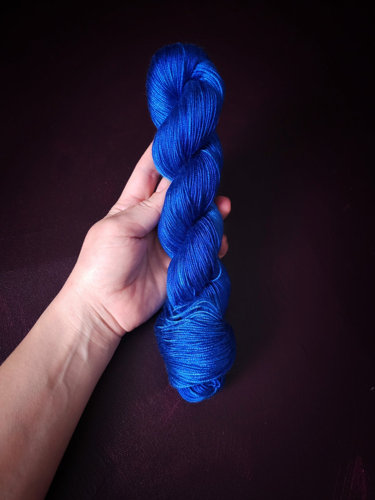 Your Highness, Hand dyed vegan yarn, blue yarn, fingering / DK weight knitting yarn, tencel / bamboo / cotton crochet thread