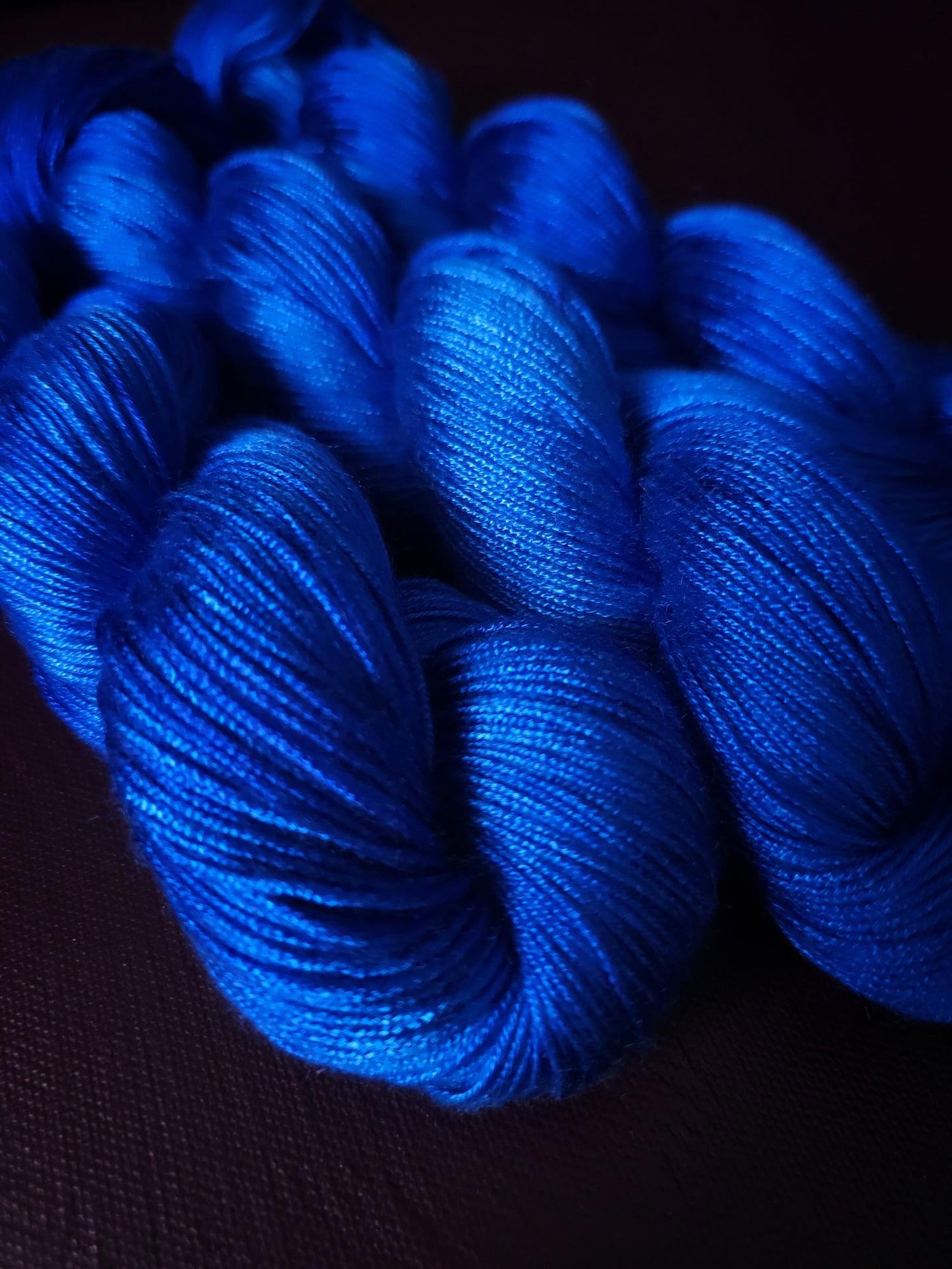 Your Highness, Hand dyed vegan yarn, blue yarn, fingering / DK weight knitting yarn, tencel / bamboo / cotton crochet thread